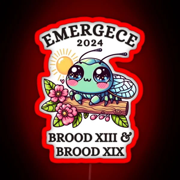 CICADA EMERGENCE 2024 KAWAII CICADAGEDDON CICADA BROOD RGB Neon Sign