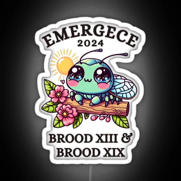 CICADA EMERGENCE 2024 KAWAII CICADAGEDDON CICADA BROOD RGB Neon Sign