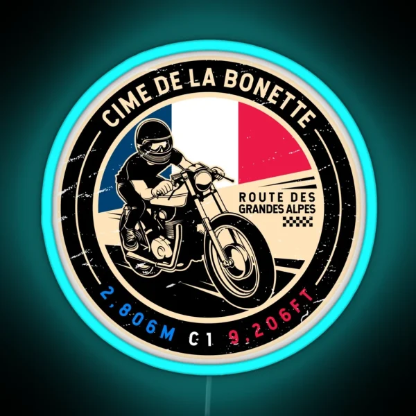 Cime De La Bonette Route Des Grandes Alpes Motorcycle RGB Neon Sign