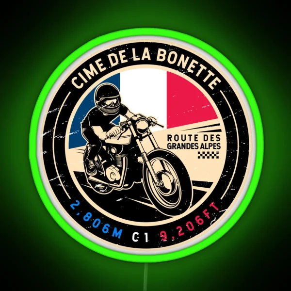 Cime De La Bonette Route Des Grandes Alpes Motorcycle RGB Neon Sign