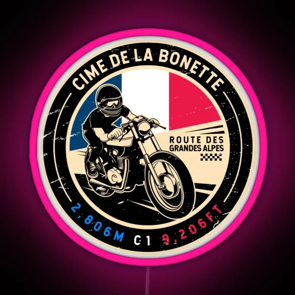 Cime De La Bonette Route Des Grandes Alpes Motorcycle RGB Neon Sign