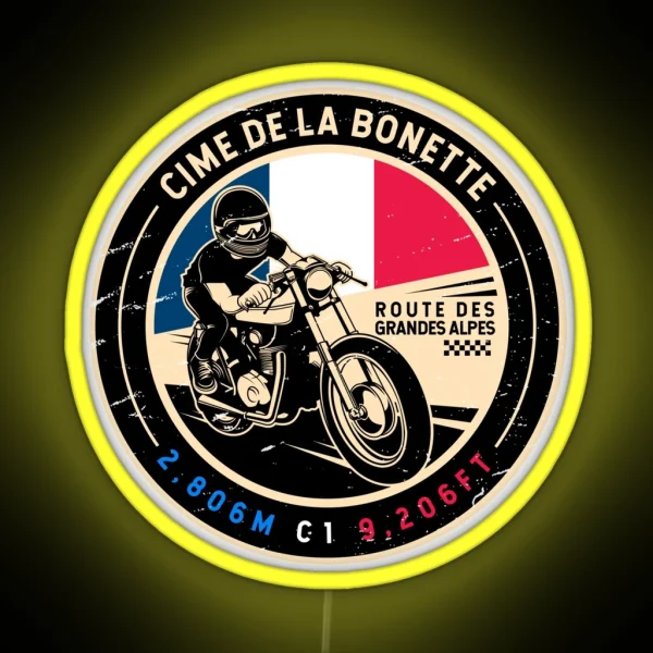 Cime De La Bonette Route Des Grandes Alpes Motorcycle RGB Neon Sign