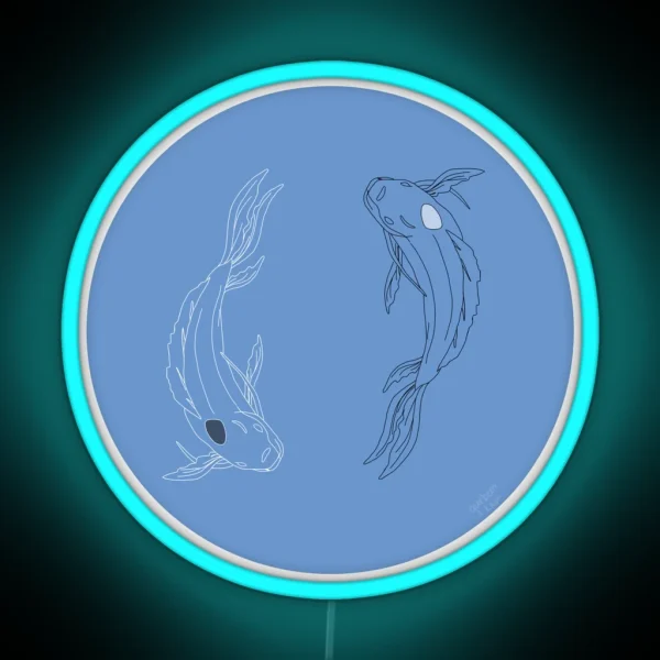 Circle Led Dark Blue Drawing Of Tui And La From Avatar RGB Neon Sign
