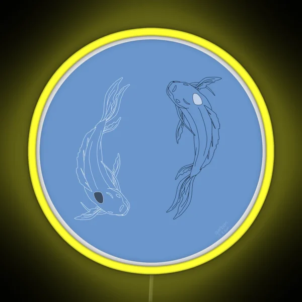 Circle Led Dark Blue Drawing Of Tui And La From Avatar RGB Neon Sign