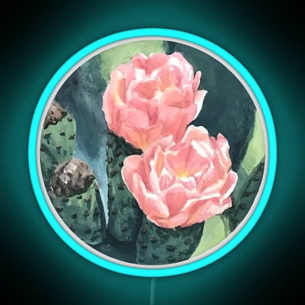 Circle Painting Prickly Pear Flower RGB Neon Sign