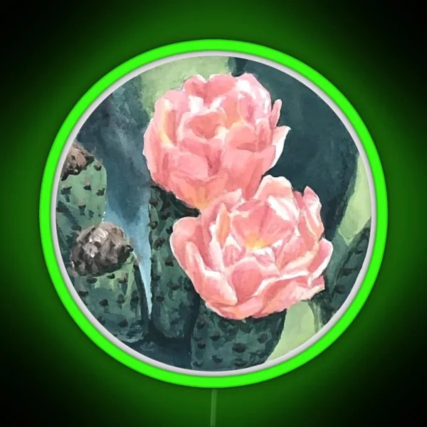 Circle Painting Prickly Pear Flower RGB Neon Sign