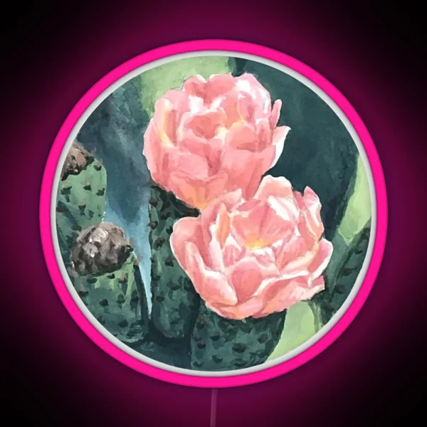 Circle Painting Prickly Pear Flower RGB Neon Sign