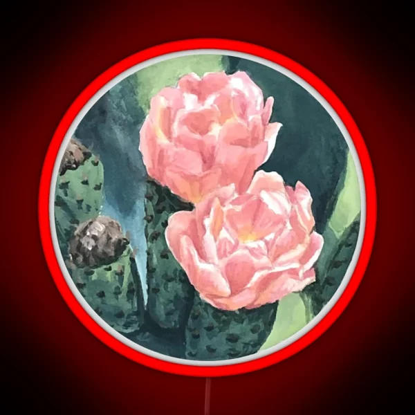 Circle Painting Prickly Pear Flower RGB Neon Sign