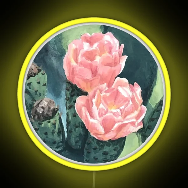 Circle Painting Prickly Pear Flower RGB Neon Sign