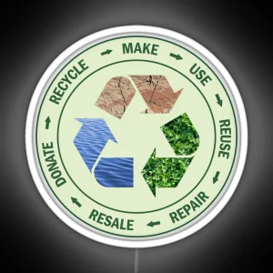 Circular Economy Raw Materials Water Earth Minerals Make Use Reuse Repair Donate Recycle Save The Planet RGB Neon Sign