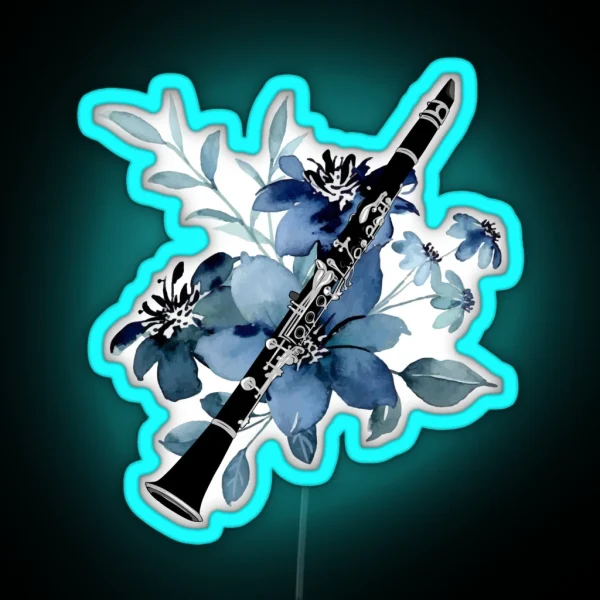 CLARINET AND FLOWERS Clarinettist Clarinet Clarinet RGB Neon Sign