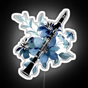 CLARINET AND FLOWERS Clarinettist Clarinet Clarinet Plater RGB Neon Sign