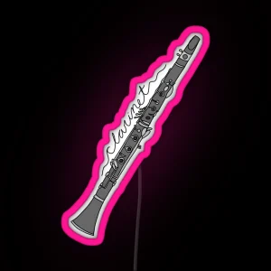 Clarinet With Cursive Script RGB Neon Sign