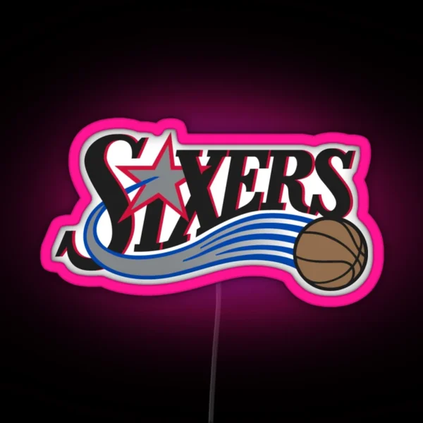 Classic 76ers Logo Vintage RGB Neon Sign