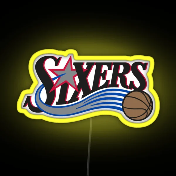 Classic 76ers Logo Vintage RGB Neon Sign