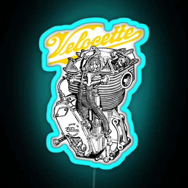 Classic British Motorcycle Engine Velocette KTT350 RGB Neon Sign