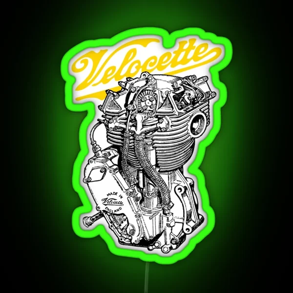 Classic British Motorcycle Engine Velocette KTT350 RGB Neon Sign