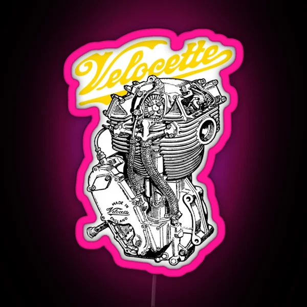 Classic British Motorcycle Engine Velocette KTT350 RGB Neon Sign
