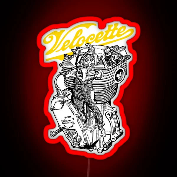 Classic British Motorcycle Engine Velocette KTT350 RGB Neon Sign
