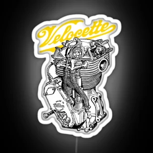 Classic British Motorcycle Engine Velocette KTT350 RGB Neon Sign