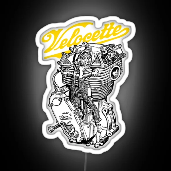 Classic British Motorcycle Engine Velocette KTT350 RGB Neon Sign