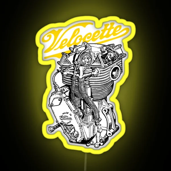 Classic British Motorcycle Engine Velocette KTT350 RGB Neon Sign