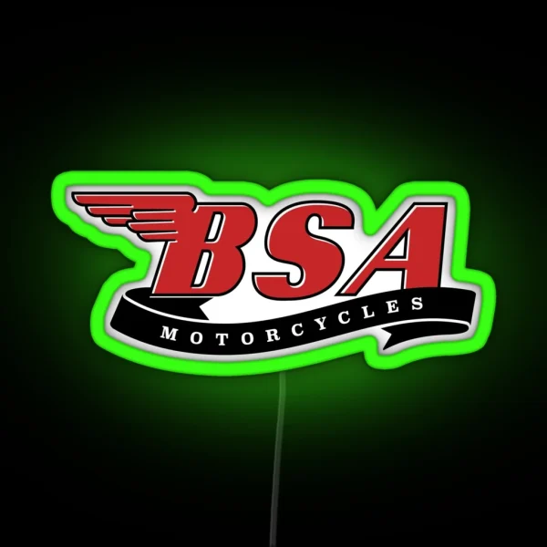 Classic BSA Motorcycles Logo RGB Neon Sign