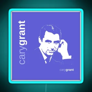 Classic Cary Grant Poster Indigo RGB Neon Sign