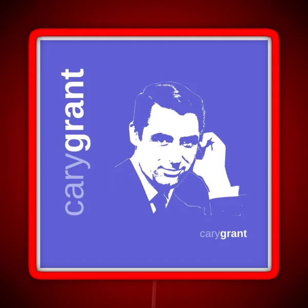 Classic Cary Grant Poster Indigo RGB Neon Sign