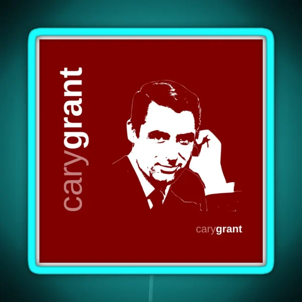 Classic Cary Grant Poster Red RGB Neon Sign