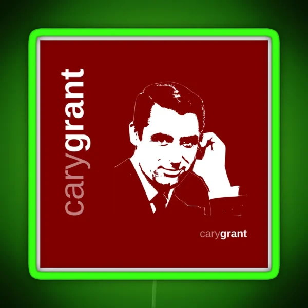 Classic Cary Grant Poster Red RGB Neon Sign