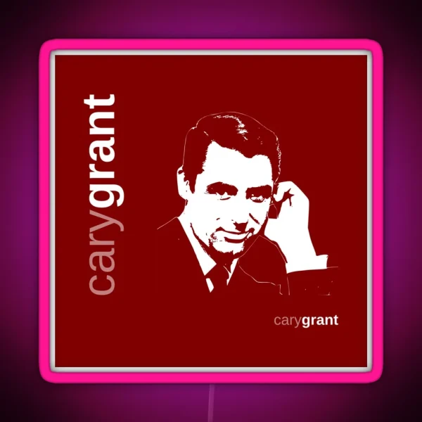 Classic Cary Grant Poster Red RGB Neon Sign