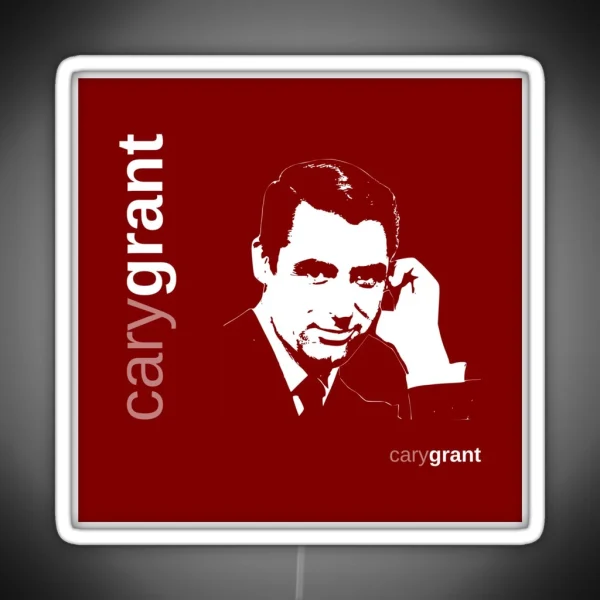 Classic Cary Grant Poster Red RGB Neon Sign