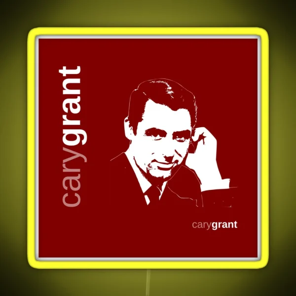 Classic Cary Grant Poster Red RGB Neon Sign