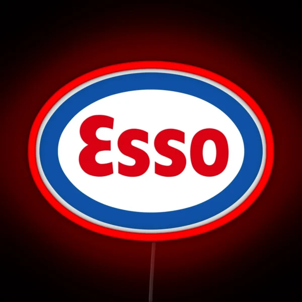 Classic Esso Petrol Gasoline Diesel Fuels Logo RGB Neon Sign