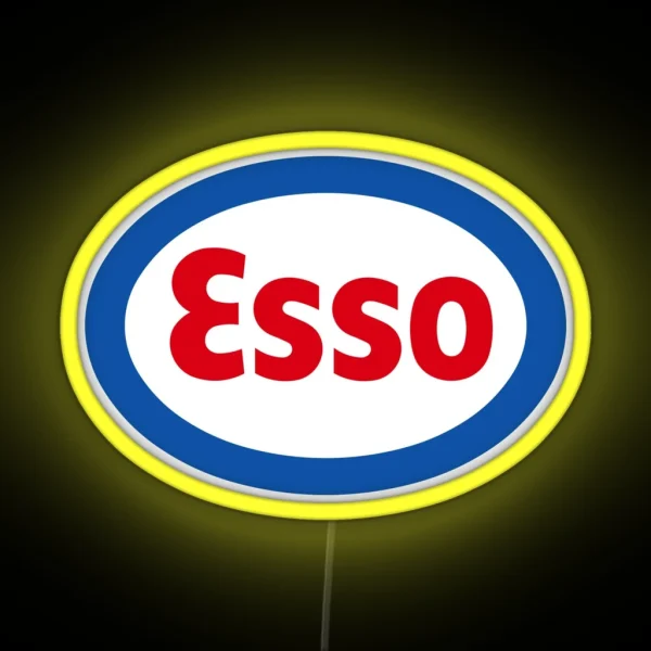 Classic Esso Petrol Gasoline Diesel Fuels Logo RGB Neon Sign