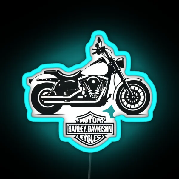 Classic Harley Davidson Silhouette RGB Neon Sign
