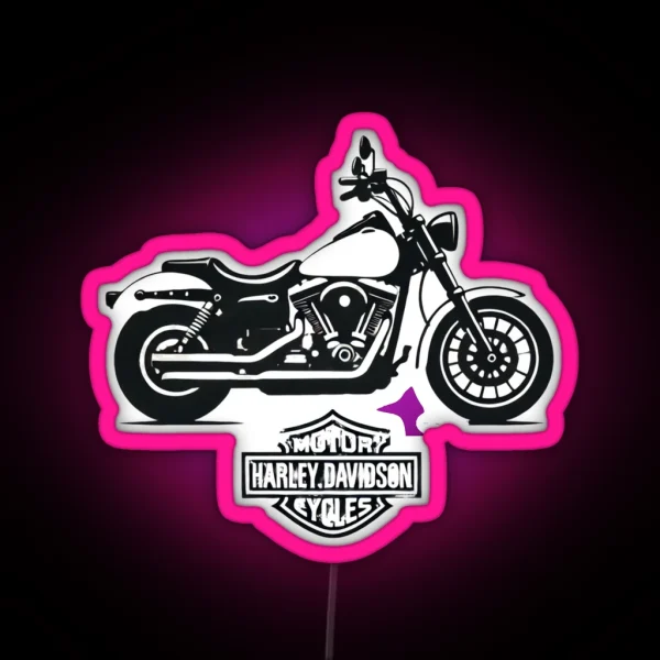 Classic Harley Davidson Silhouette RGB Neon Sign