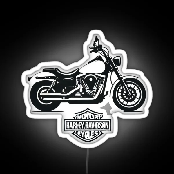 Classic Harley Davidson Silhouette RGB Neon Sign