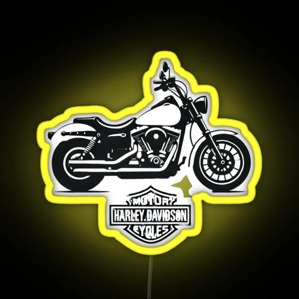 Classic Harley Davidson Silhouette RGB Neon Sign