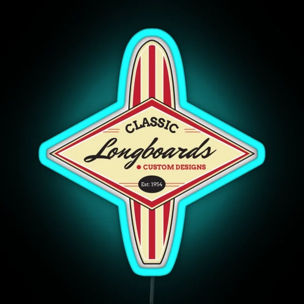 Classic Longboards Custom Surfboards RGB Neon Sign