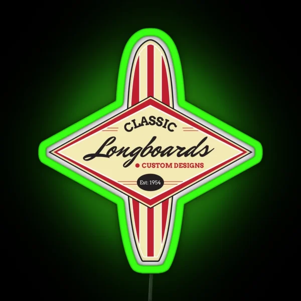 Classic Longboards Custom Surfboards RGB Neon Sign