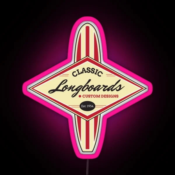 Classic Longboards Custom Surfboards RGB Neon Sign