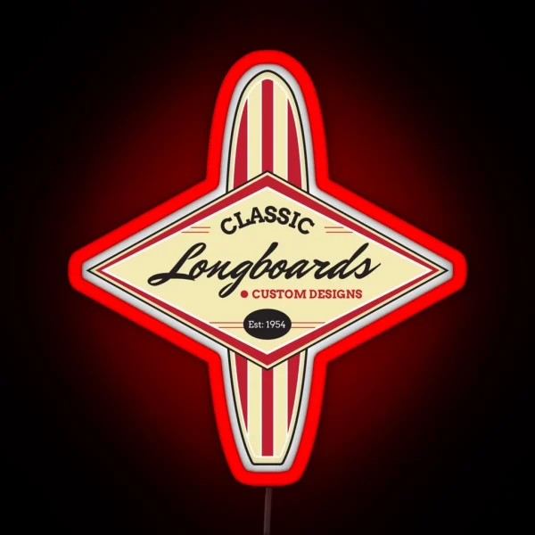 Classic Longboards Custom Surfboards RGB Neon Sign