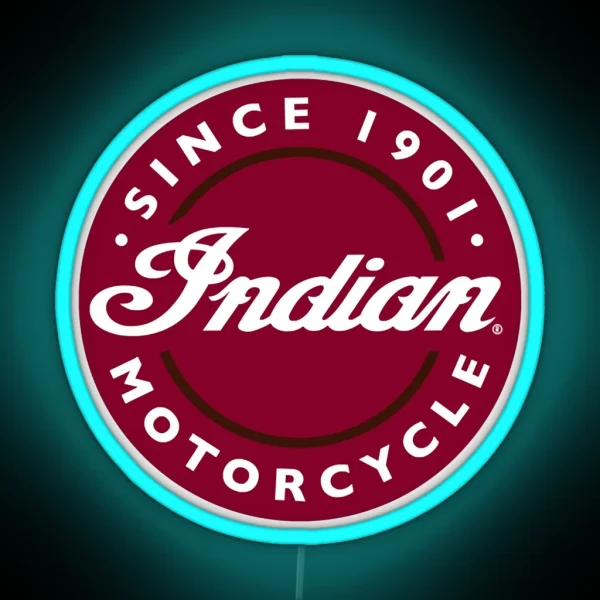 Classic Red Racing Indian Motocycle RGB Neon Sign