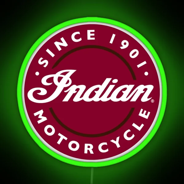 Classic Red Racing Indian Motocycle RGB Neon Sign