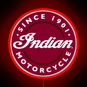 Classic Red Racing Indian Motocycle RGB Neon Sign