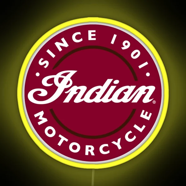 Classic Red Racing Indian Motocycle RGB Neon Sign
