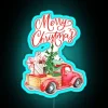 Classic Red Truck With Christamas Tree RGB Neon Sign - Image 3