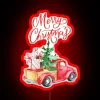 Classic Red Truck With Christamas Tree RGB Neon Sign - Image 2